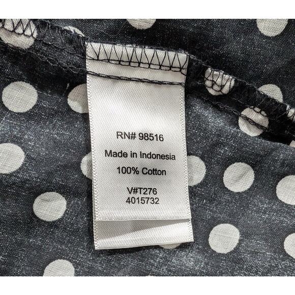 Coldwater Creek Blouse Black White Polka Dots Top Shirt Semi-Sheer Size 14 - Picture 6 of 7